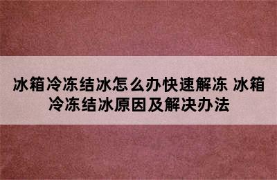 冰箱冷冻结冰怎么办快速解冻 冰箱冷冻结冰原因及解决办法